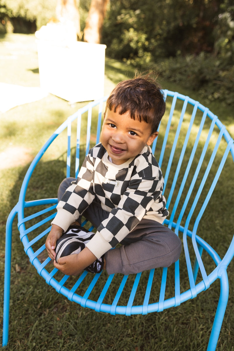 Trui Zwart geblokt | AOP Grey Shapes