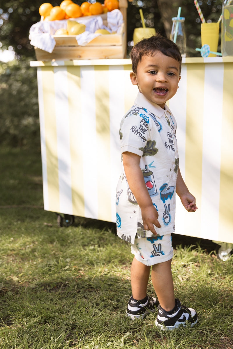 Broek Wit | AOP White Graphic