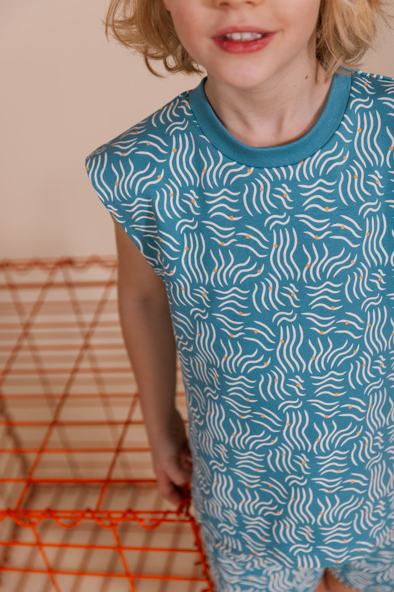 Shirt Blauw | AOP Blue Sketch