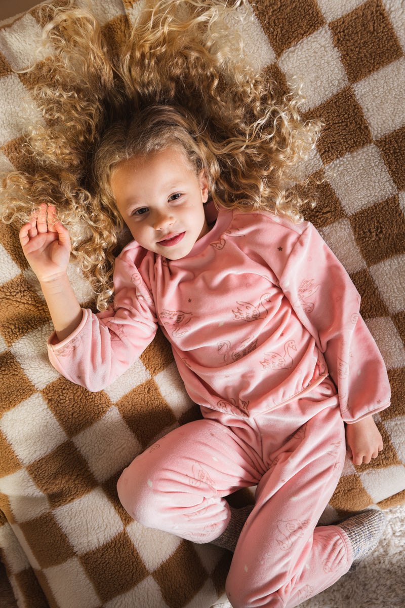 Pyjama roze met zwanenprint | AOP Roze dier