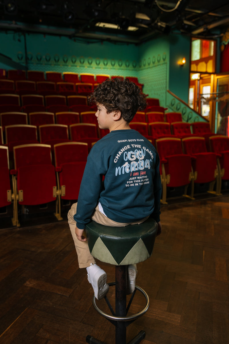 Sweater Oversized nachtblauw met print | Night Blue