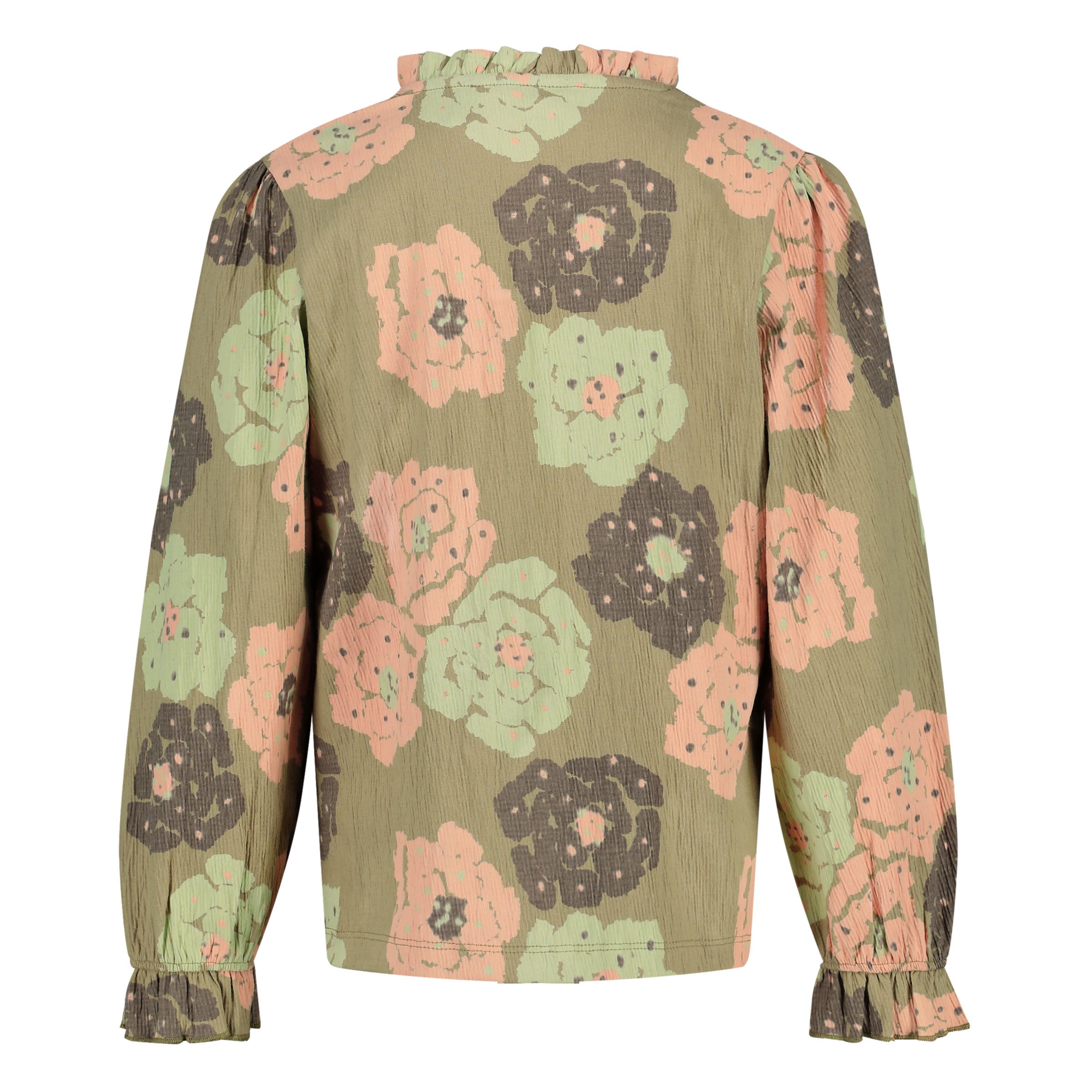 Blouse met bloemen | AOP Green Flower