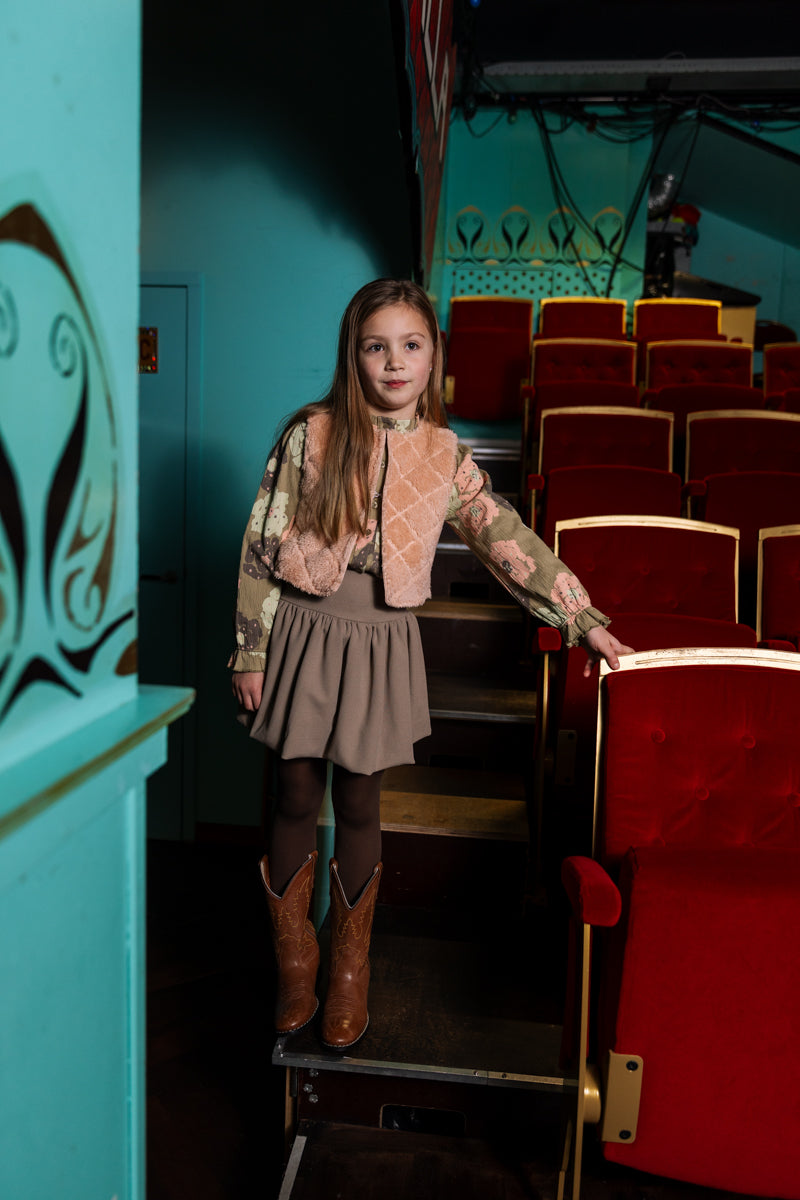 Blouse met bloemen | AOP Green Flower