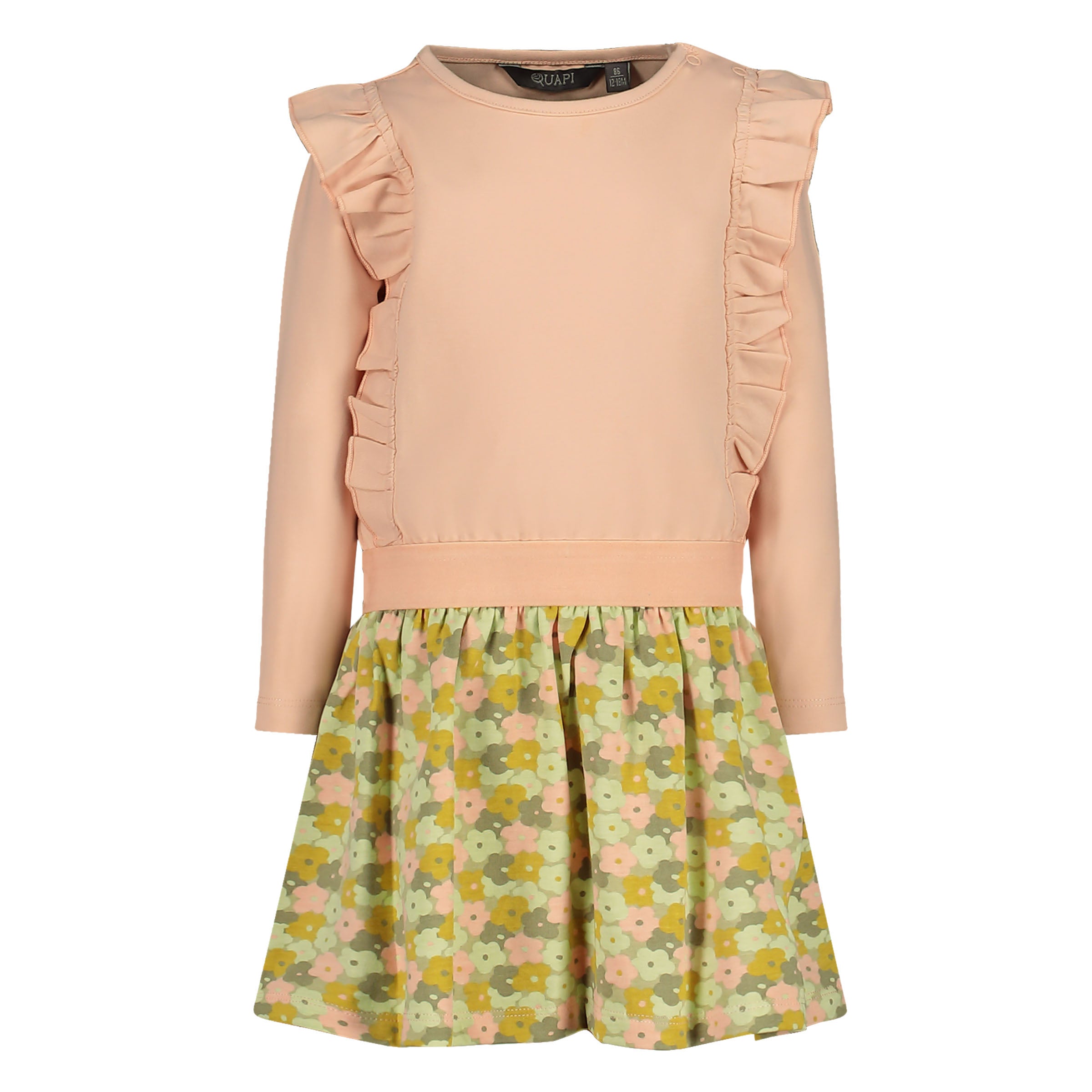 Jurk met bewerkte rok | AOP Pink Flower