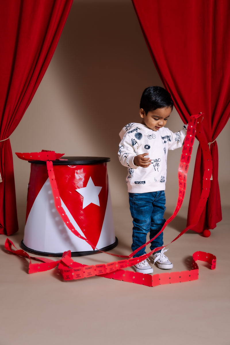 Hooded sweater met allover print | AOP White Sketch