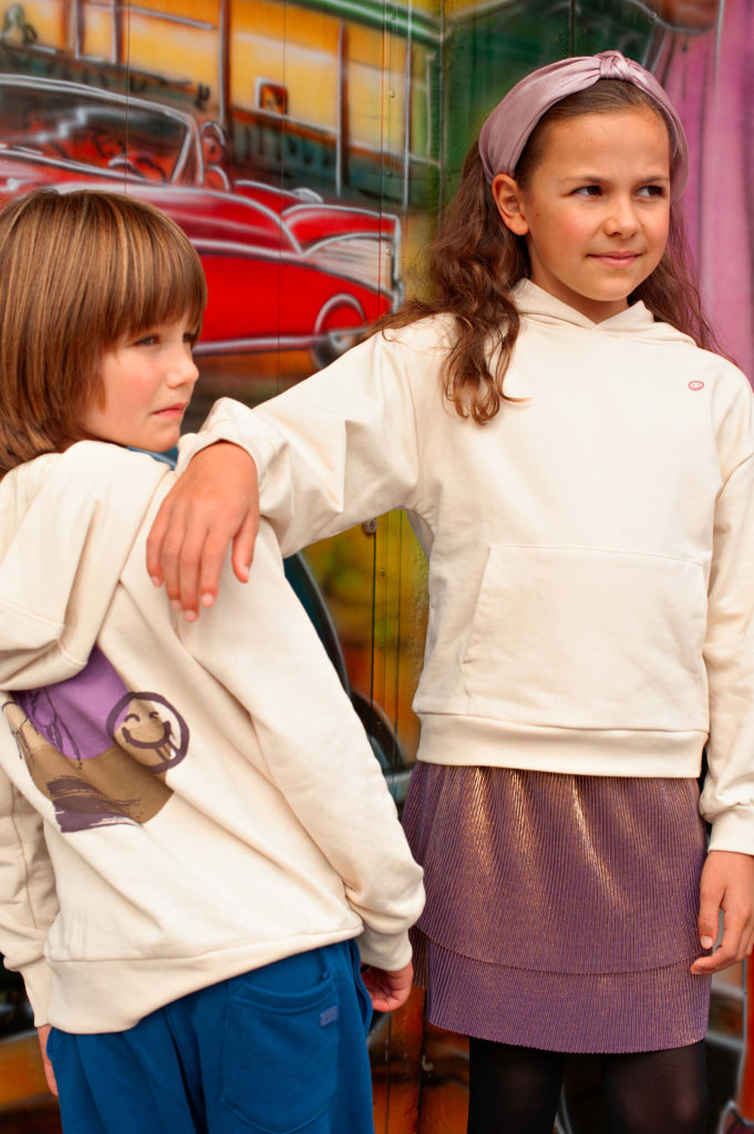 Hooded sweater wit | White Marble Sweater