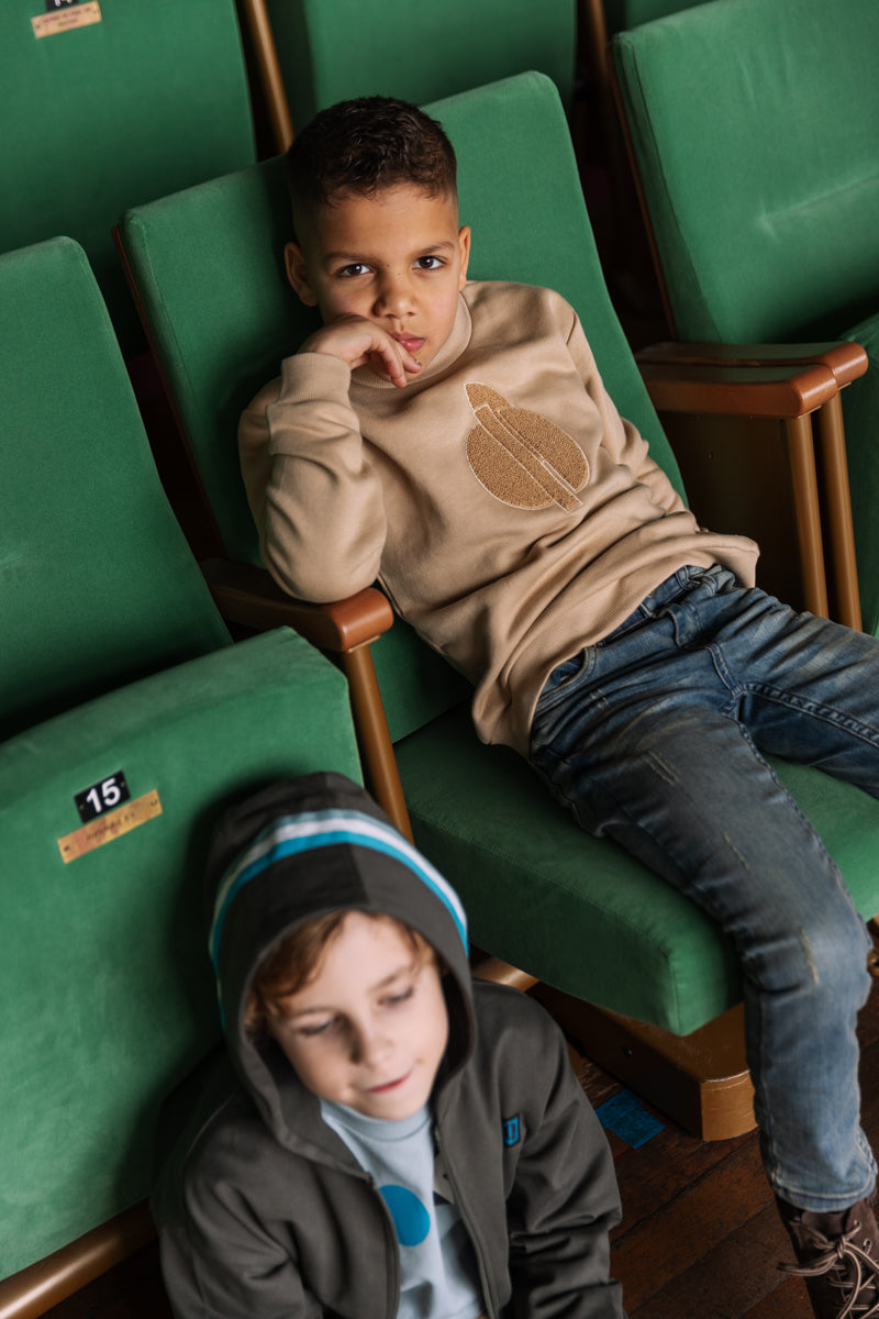 Sweater zandkleurig met print | Sand