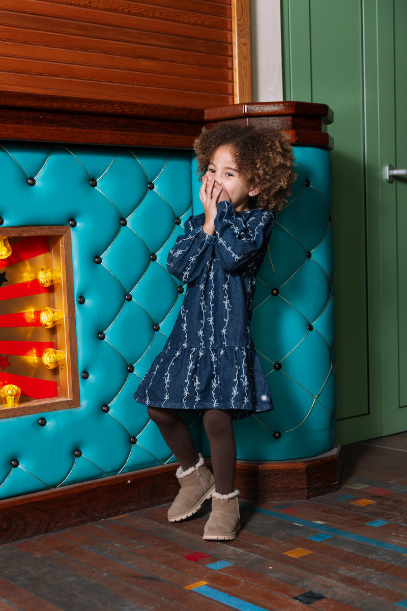 Jurk denim | AOP White Sketch