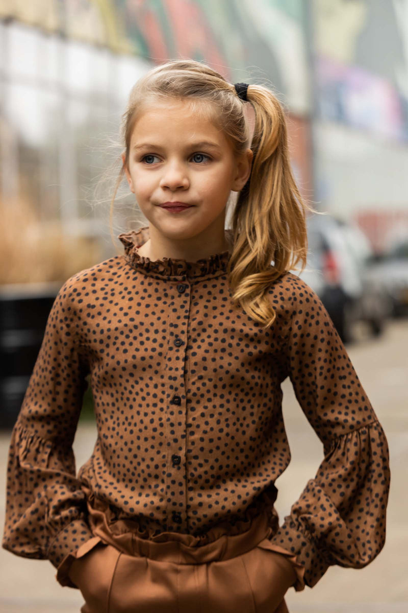 BLOUSE | AOP Brown Dot