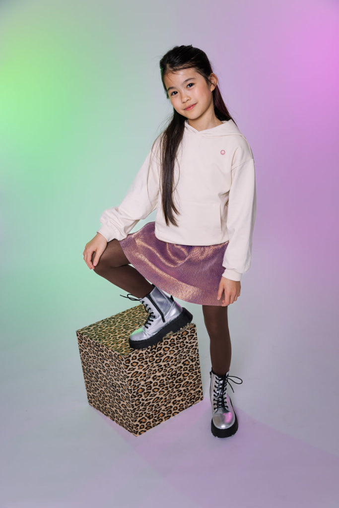 Hooded sweater wit | White Marble Sweater