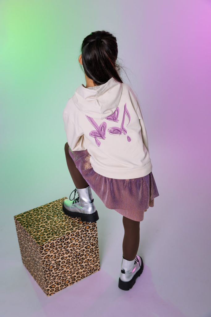 Hooded sweater wit | White Marble Sweater