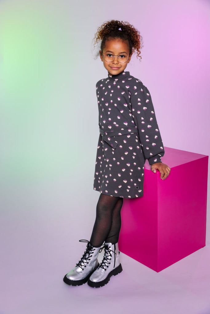 Jurk zwart | AOP Black Animal Dress